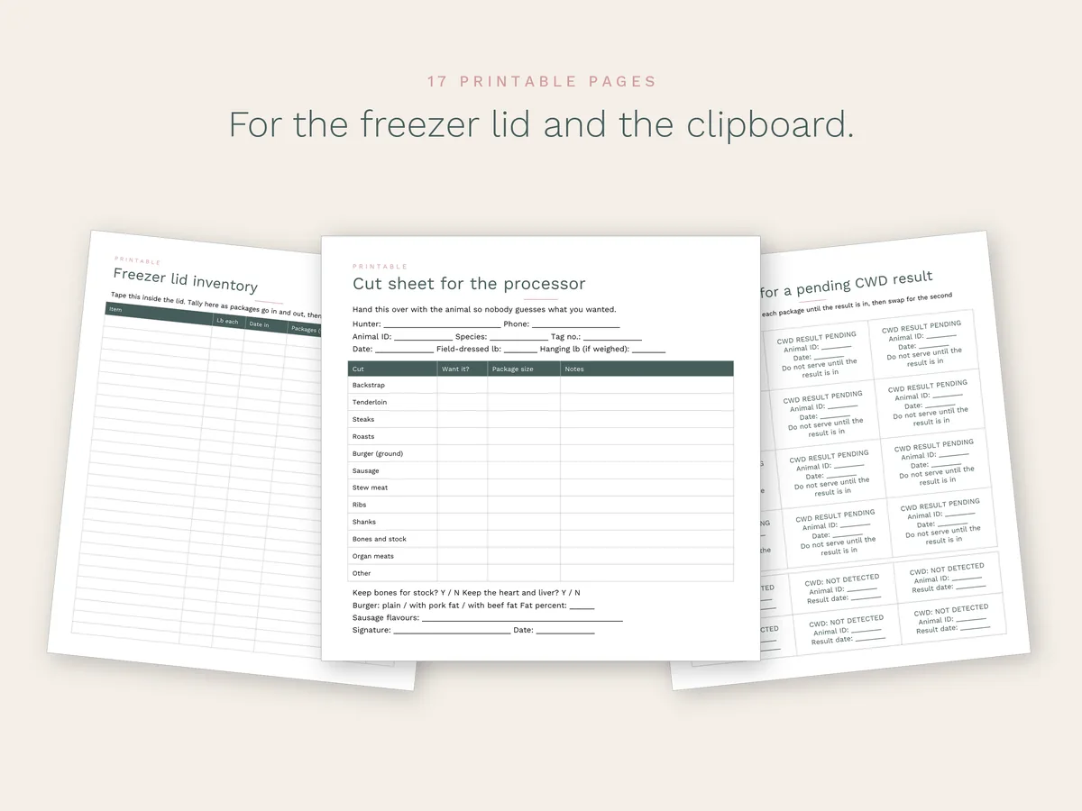Printable pages from the guide